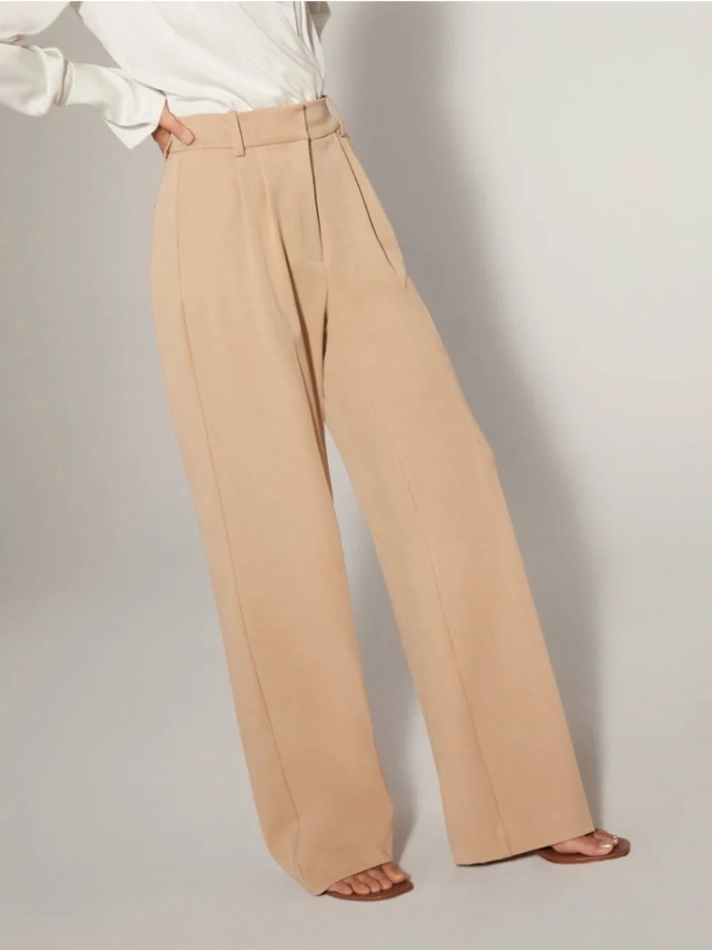Favorite Daughter The Favorite Pant Size 8 Beige Wide Leg Minimal Work City Chic - Picture 6 of 13